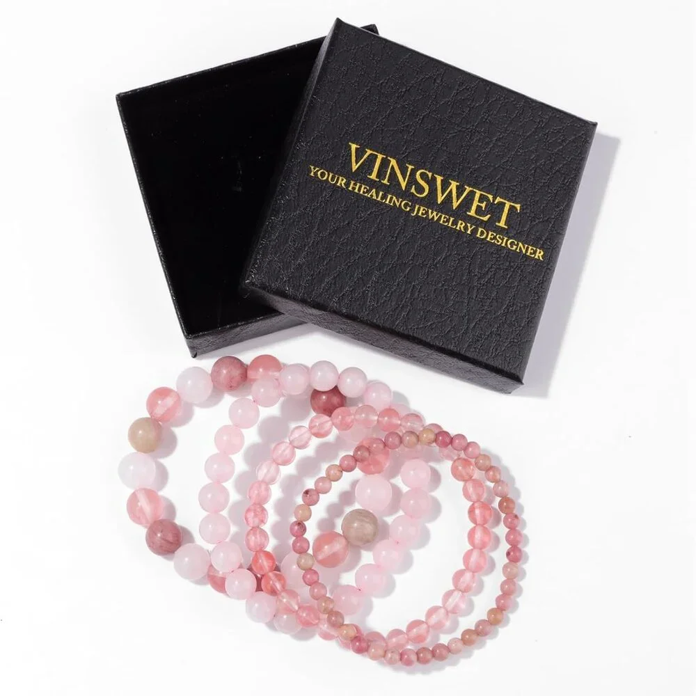 4pcs Beaded Bracelets for Women,Natural Healing Crystal Gemstones Bracelet,Anxie - Picture 8 of 8
